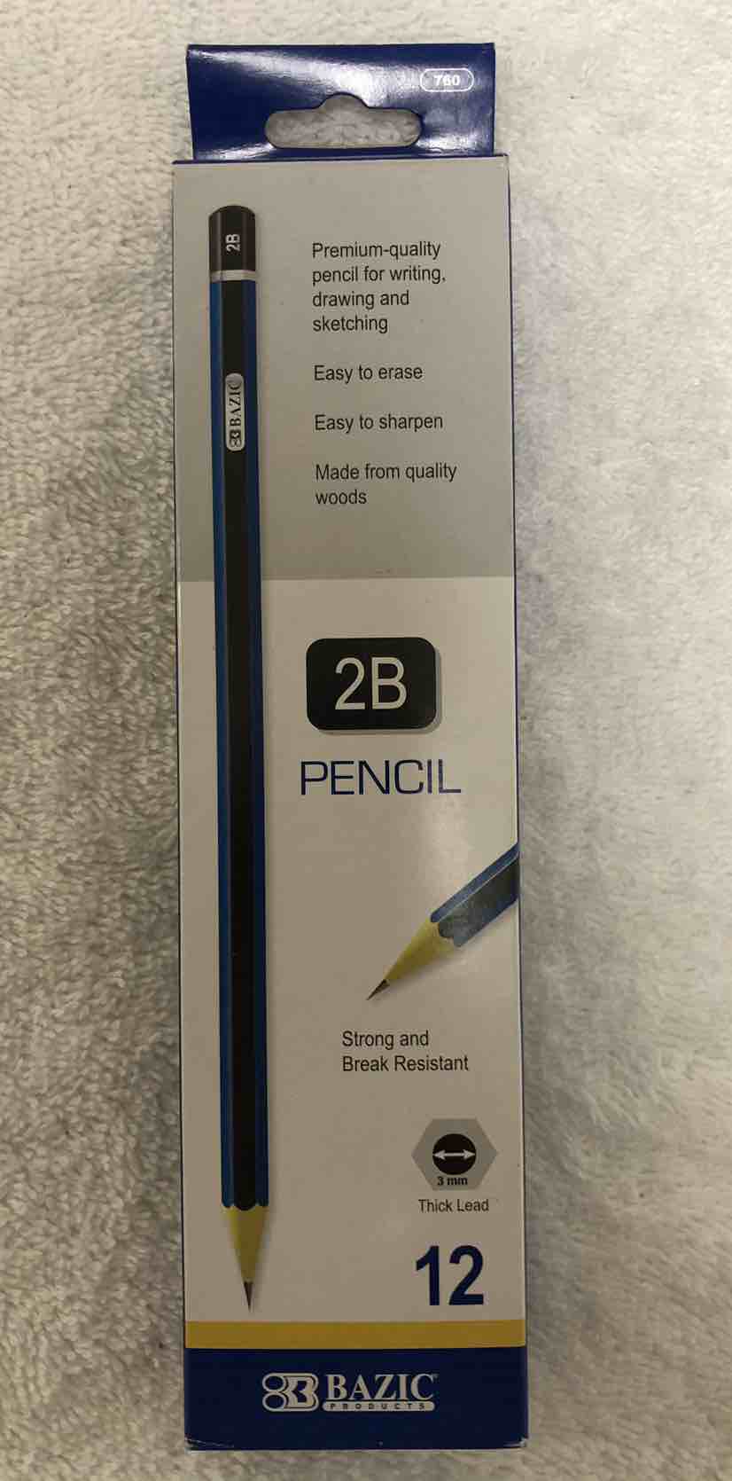 BAZIC #2B Premium Wood Pencil, Blue, 12 Per Pack